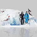 HALTI Ski Display With Mannequins Snowy Pine Trees And Ski Equipment