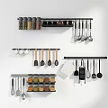 Wall Mounted Kitchen Utensil Set With Spice Jars Cooking Tools And Hanging Organizers