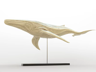 Whale Shaped Wooden Decorative Ornament Set With Modern Black Base Design 3d model
