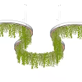 Modern Circular Hanging Chandelier with Green Vine Plants Decorative Lighting Fixture