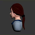 Red Haired Woman With Blue Eyes Blue Collar White Top 3D Model On Gray Surface