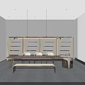Elegant Chinese Style Lounge With Wooden Tea Table Green Chairs Arched Doorways And Display Shelves