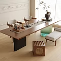 Modern Tea Table and Chair Combination Tea Set Stool 3d model