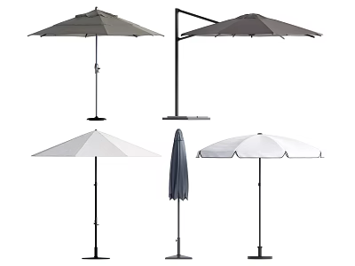 Various Design Patio Umbrellas in Gray Black White for Outdoor Garden Use 3d model