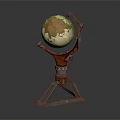 Decorative Ornament Set With Globe Design And Metal Tripod Stand Brown Beige Textured
