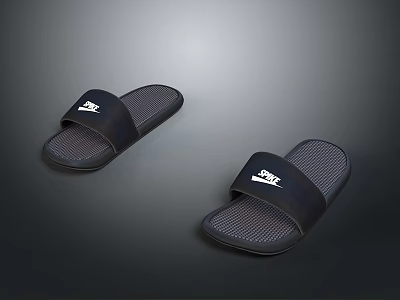 Black Comfortable Slippers With Soft Insole For Daily Indoor Wear 3d model