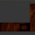 Wooden Bar Counter Design with Arched Glass Doors Upper Cabinets Lower Drawers and Mahogany Storage