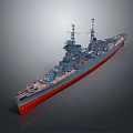 Large Detailed Warship Model Featuring Multiple Turrets Masts And Naval Deck Equipment 3d model