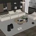 Sofa Coffee Table Combination Sofa Coffee Table Three-Seater Sofa Living Room 3d model