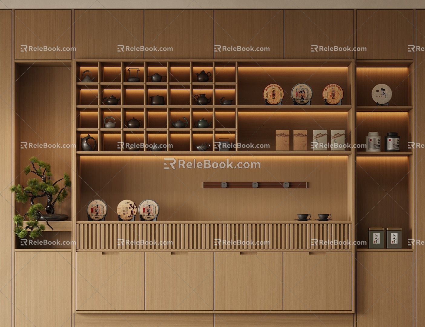 New Chinese Zen Tea Cabinet 3d model