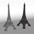 Silver And Gold Eiffel Tower Decorative Miniature Models Showcasing Elegant Design On White