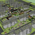 Residential Community Landscape Design with Central Green Spaces and Walkways
