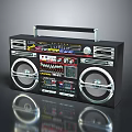 Vintage Portable Boombox Stereo System With Dual Speakers Control Panel And Handle