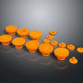 Orange Round Household Items Collection With Various Sizes For Daily Use 3d model