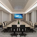 Modern Conference Room Interior Design With Long Table Comfortable Chairs And Large Screen 3d model