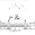 Nordic Dining Table and Chair Combination 3d model