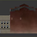 Vintage Multi Story Building Model With Red Beige Facade Gray Roof And Windows