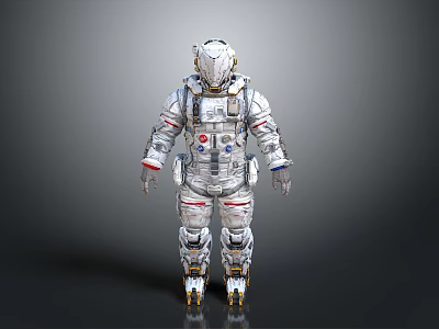 Detailed Advanced Space Suit Design With White Exterior Helmet And Red Accents 3d model
