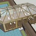 Modern Road Facilities With Wooden Walkway Glass Enclosure And Paved Area
