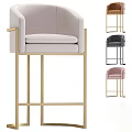 Modern Upholstered Bar Stools With Metal Frame In Different Colors 3d model