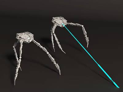 Futuristic Silver Mechanical Weapons With Alien Leg Like Structures And Blue Rod 3d model Futuristic Silver Mechanical Weapons With Alien Leg Like Structures And Blue Rod 3d model