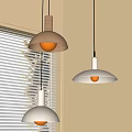 Modern Room Interior With Three Hanging Pendant Lights And Window Blinds Warm Illumination