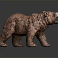 Brown Bear Sculpture In Standing Pose With Open Mouth And Textured Surface