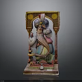 Decorative Sculpture Figure With Turban Bearded Face Lantern Teapot And Ornate Frame