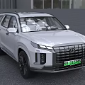 White Hyundai SUV Front View On Asphalt Road