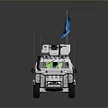 UN Armored Vehicle With Mounted Weapon System Antennas Blue Flag And UN Logo