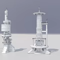 Cartoon Scene With Various Creative Buildings And Unique Architectural Designs 3d model