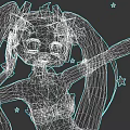 Anime Style Game Movie Character With Blue Pink Long Hair Headphones And Star Decorations