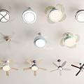 Various Air Conditioning Ceiling Fans With Built In Lights And Multiple Designs 3d model