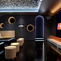 Modern KTV Private Room Featuring Large Screen Song Selection And White Roses Decor