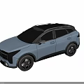 Light Blue Modern SUV With Black Roof Wheels And Front Grille Design