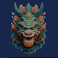 Game Anime Mythical Lion Dragon Character Featuring Ornate Vibrant Colors And Fusion Design