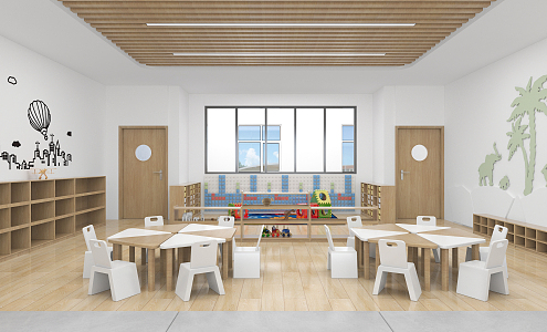 Modern Kindergarten Construction Room 3d model