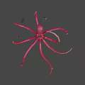 Pink Octopus Game Character With Yellow Eyes Green Edge Tentacles And Gears Anchor