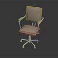 Beige Office Chair With Padded Backrest Armrests White Frame And Five Star Wheel Base