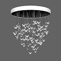 Modern Stylish Ceiling Light With Silver Crystal Butterfly Hanging Decorations 3d model