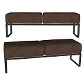 Modern Brown Fabric Sofa Bench With Two Section Metal Frame Design 3d model