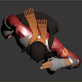 Game Movie Character In Red Coat Brown Pants With Helmet And Bandaged Hands Gesturing
