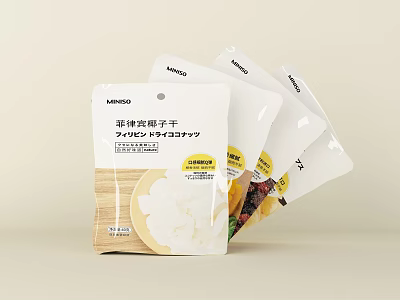 MINISO Delicious Non Fried Coconut Chips Healthy Snack Multiple Packages 3d model