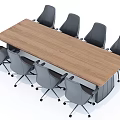 Modern Wooden Conference Table With Gray Office Chairs For Office Meeting Room