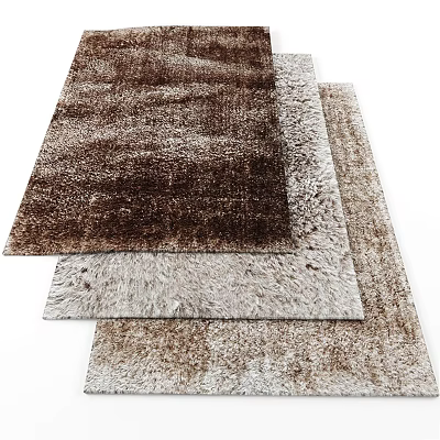 Soft Textured Square Rugs in Brown and Beige Tones for Home Decor 3d model