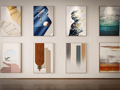 Diverse Abstract Paintings Collection For Modern Wall Art Decor With Colorful Designs 3d model