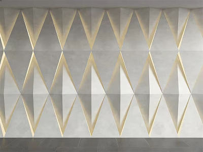 Modern Sofa Backdrop Wall With 3D Diamond Geometric Design Gray And Gold 3d model