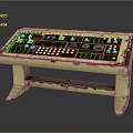 Vintage Yellow Electronic Console With Rusted Frame And Control Buttons Knobs 3d model