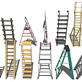 Various Types of Household Ladders for Home Use with Assorted Colors and Designs