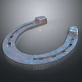 Metallic U Shaped Horseshoe With Square Ends And Shiny Surface On Dark Background 3d model